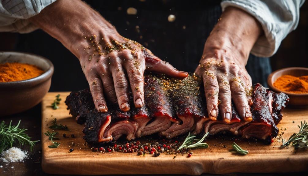 marinating meat with spices